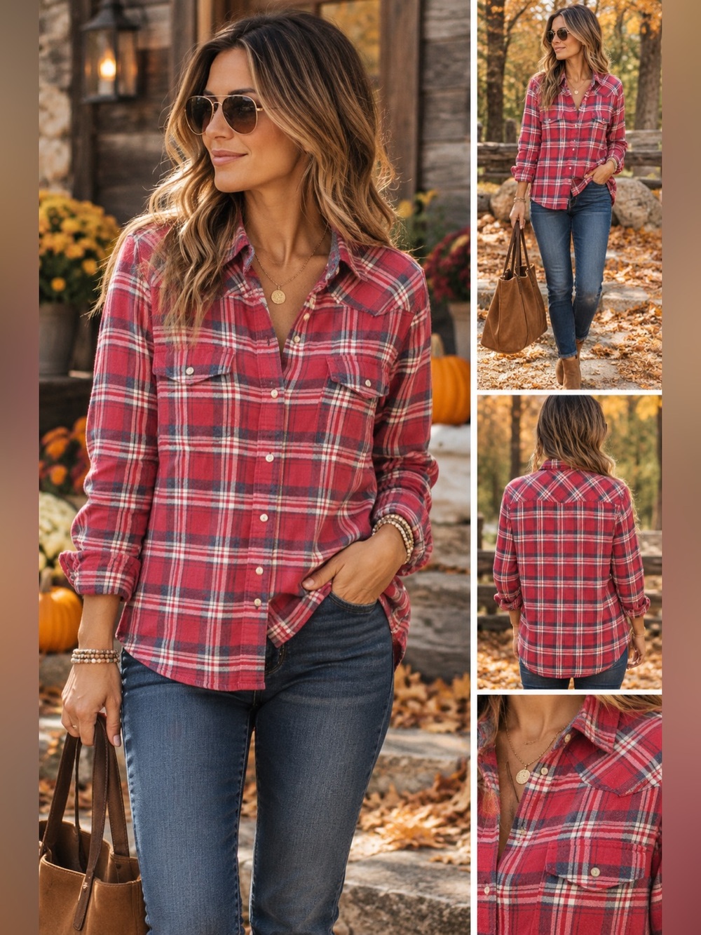 Jach’s Girlfriend Red Plaid Flannel Button Down Shirt